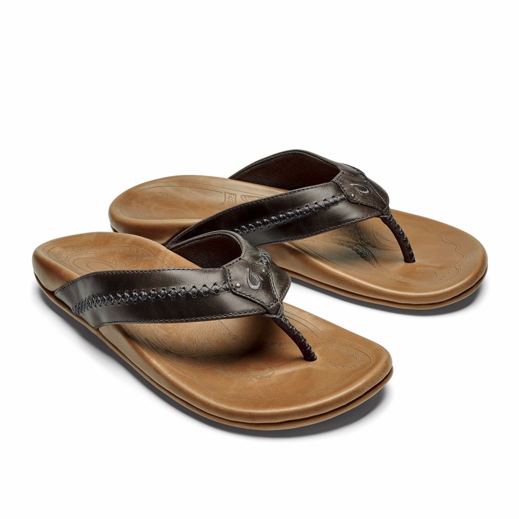 Olukai Men's Mea Ola Flip Flop - Charcoal / Fox US371-056